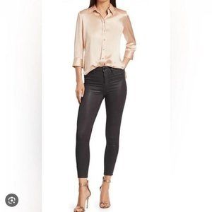 L'AGENCE Margot NWT Skinny Cropped HighRise Jeans In Greystone Coated Wash Sz 25
